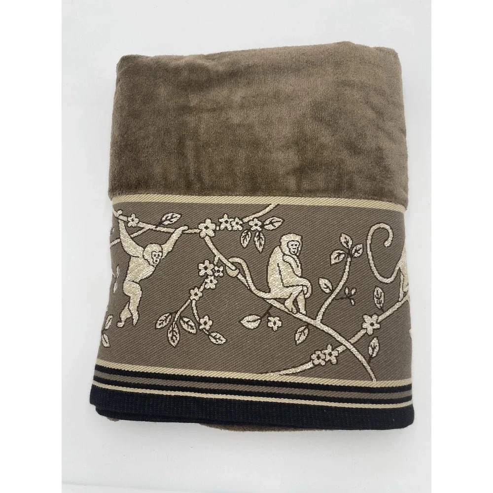 NOS Vintage Hampton Contessa‎ Manor Tapestry Monkeys Brown Towel Set of 6 NEW